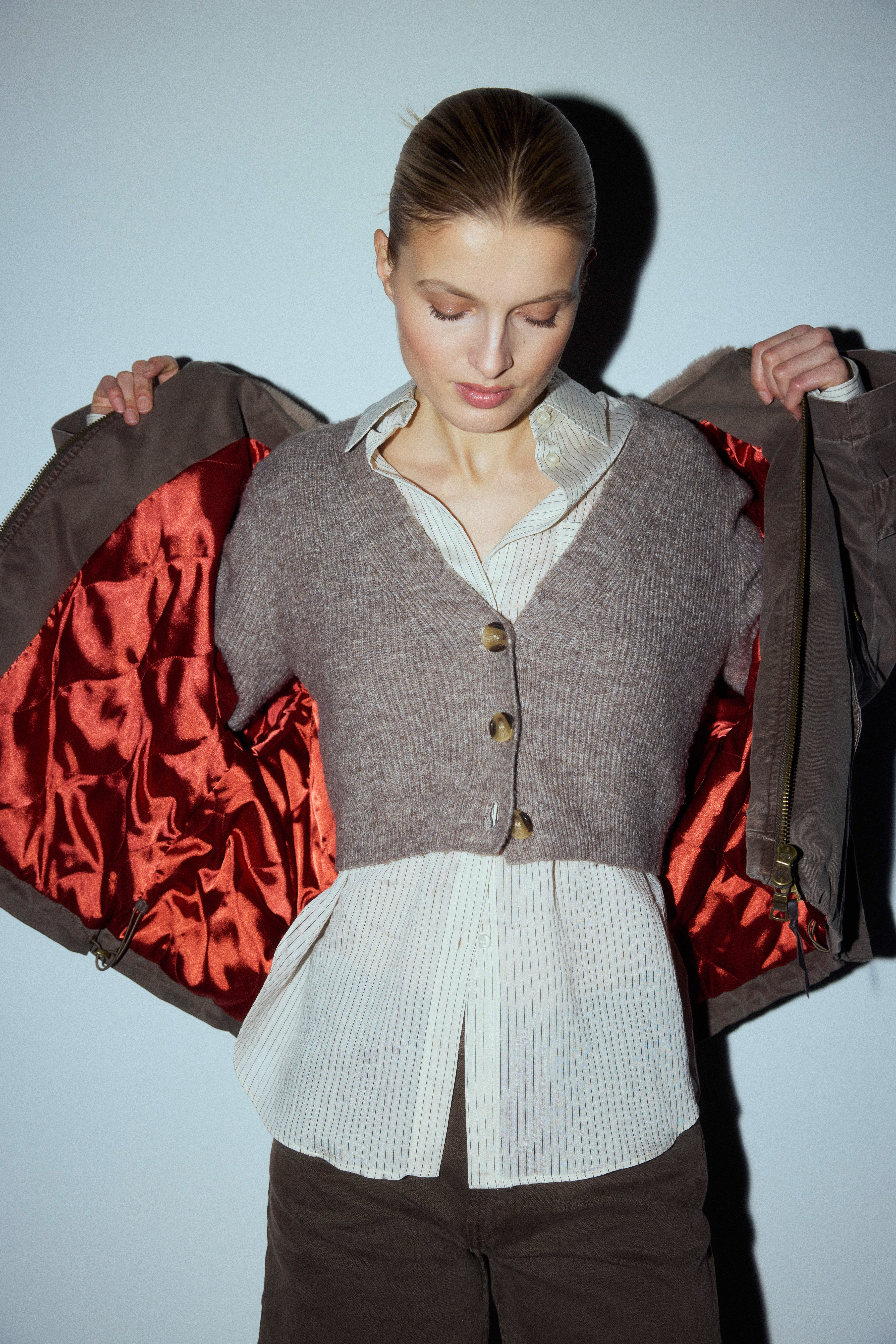 Tyra II Baumwolljacke Detail oranges Rauten-Lining