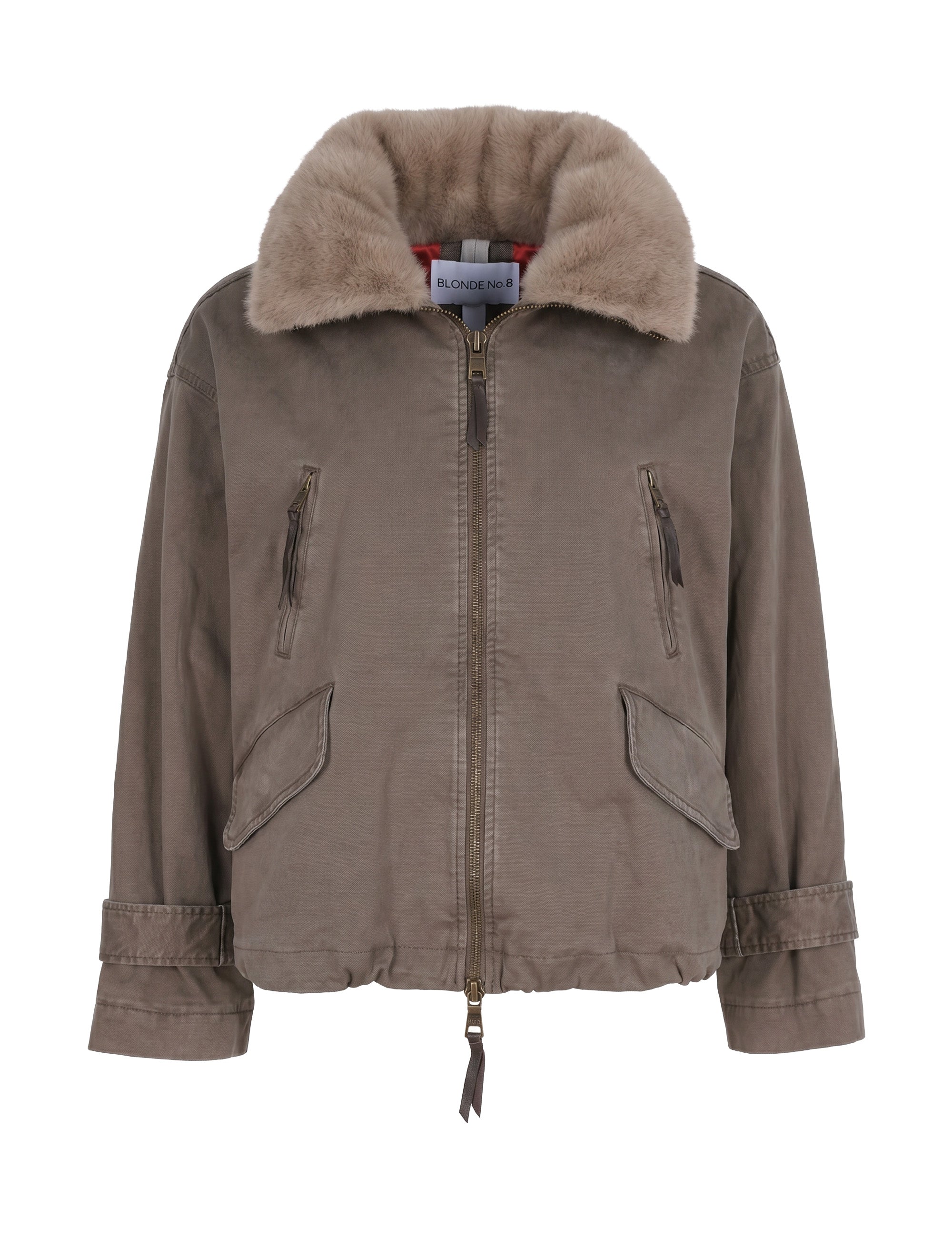 Tyra II Jacke Detail Kunstfellkragen und 2-Wege-Reißverschluss