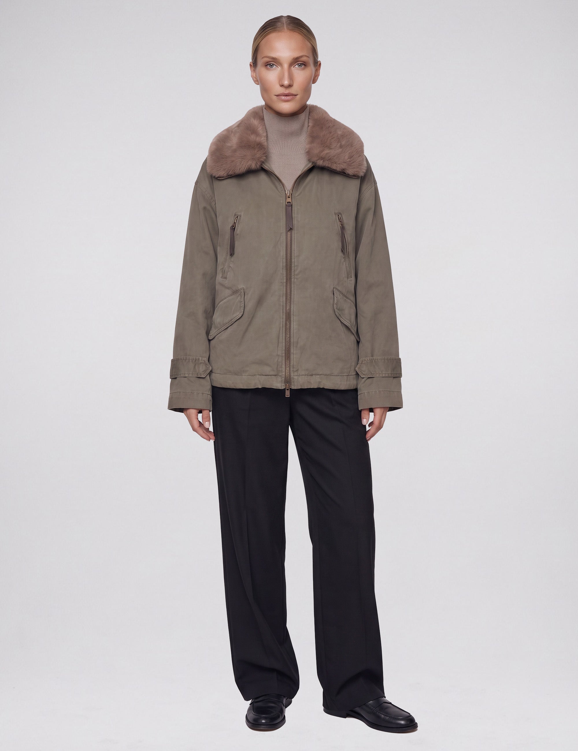 Tyra II Baumwolljacke Damen Blonde Khaki Brown– Frontansicht