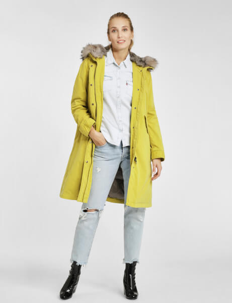 FLAINE 515 • Real Fur Down Coat • Lime / Taupe